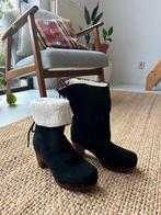 Zwarte laarzen met bontrand - Invito, Ophalen of Verzenden, Zo goed als nieuw, Zwart, Lage of Enkellaarzen