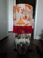 Handgemaakte lamp met Delftblauwe vaas en franjes, Ophalen of Verzenden, Gebruikt, Delfts Blauw, Exotisch, Bohemian