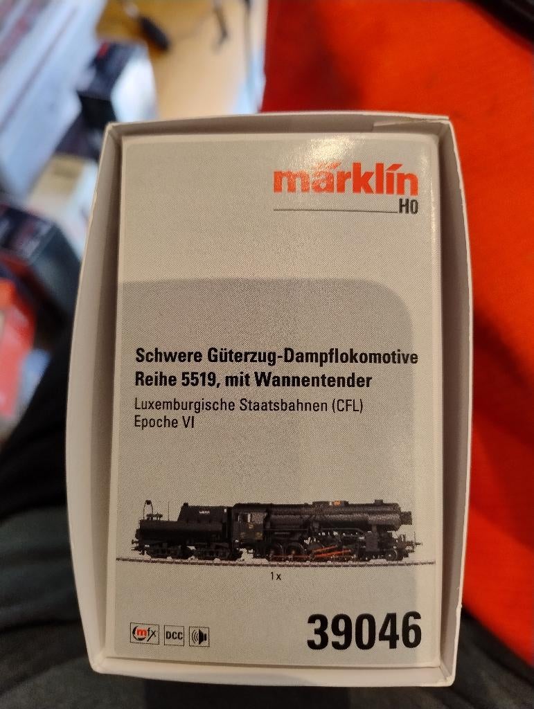 Märklin 39046 CFL Stoomlocomotief Reeks 5519 – H0, Ophalen, Wisselstroom, Locomotief, Nieuw