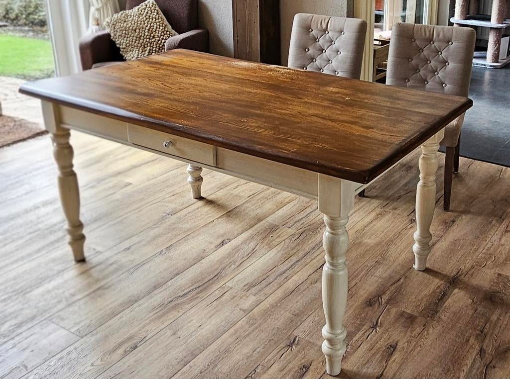 Massief eiken tafel, Huis en Inrichting, Tafels | Eettafels, Gebruikt, 200 cm of meer, Rechthoekig, 50 tot 100 cm