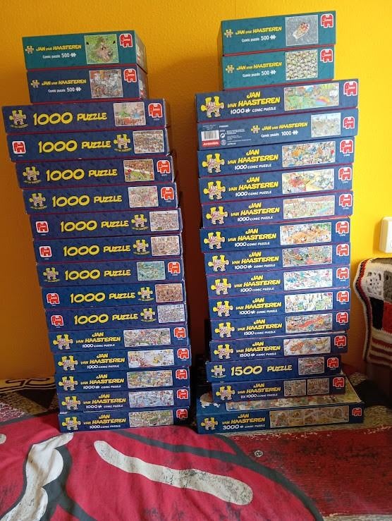33 Verschillende Jan Van Haasteren Puzzels  als nieuw, Hobby en Vrije tijd, Denksport en Puzzels, Ophalen of Verzenden, 500 t/m 1500 stukjes