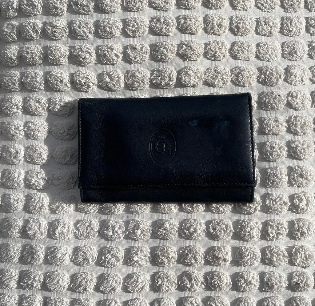 Marineblauwe leren portemonnee, Blauw, Zo goed als nieuw, Leer, Ophalen