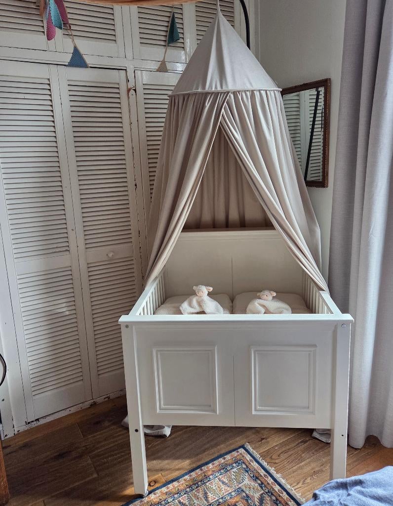 Tweeling wieg, ledikant, bedje, beddengoed, Ophalen, Zo goed als nieuw, Box, Bedje of Wieg