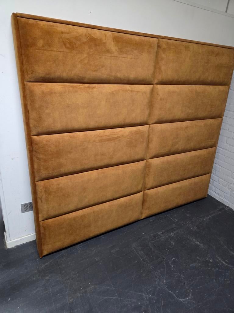 Luxe Eric Kuster stijl fluwelen hoofdbord goudkleurig, Verstelbaar, Ophalen of Verzenden, 180 cm, Stof