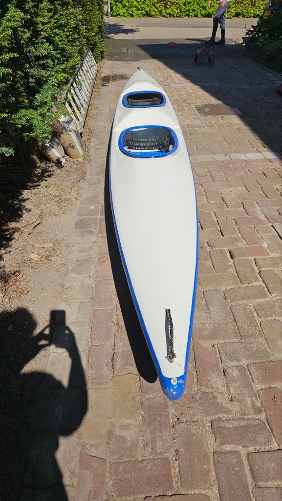 2-persoons kajak met peddels - Wit/Blauw, Ophalen, Gebruikt, 2-persoons