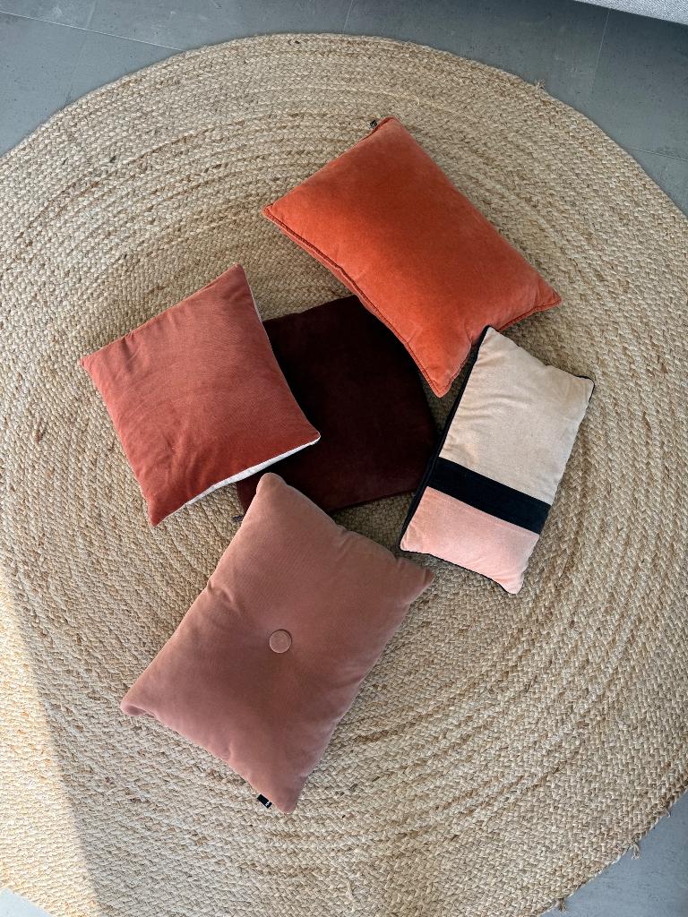 Sierkussens luxe zalm oranje bruin, Huis en Inrichting, Ophalen, Zo goed als nieuw, Overige kleuren, Rechthoekig