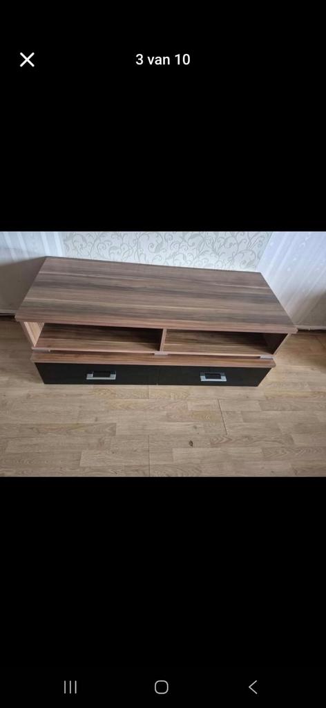 Mooie meubelset: eettafel met stoelen en tv-meubel, Ophalen, Gebruikt, 100 tot 150 cm, Minder dan 100 cm