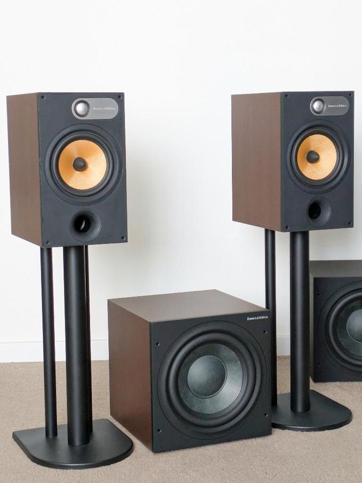 Bowers & Wilkins B&W 685 bookshelves + ASW 610 subwoofer, Audio, Tv en Foto, Luidsprekers, Gebruikt, Front, Rear of Stereo speakers