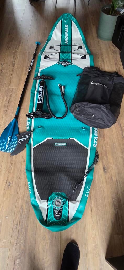 Stardupp SUP board EVO turquoise wit met accessoires, Watersport en Boten, Suppen, Ophalen, Zo goed als nieuw, SUP-boards