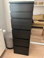 IKEA Malm Hoge Ladenkast 6 Lades Donkerbruin, Huis en Inrichting, Kasten | Ladekasten, Ophalen, Minder dan 50 cm, Gebruikt, 5 laden of meer