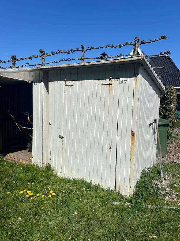 2x Gebruikte houten berging voor tuin of opslag, Tuin en Terras, Ophalen, Gebruikt, Hout, Overige typen