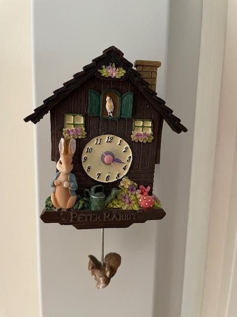 Beatrix Potter Beeldje Peter Rabbit Konijn Mini Klok, Ophalen of Verzenden, Zo goed als nieuw, Dier