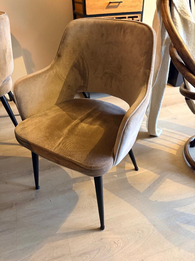 Eettafel visgraad met 4 stoel n, Ophalen, 100 tot 150 cm, 50 tot 100 cm, Zo goed als nieuw