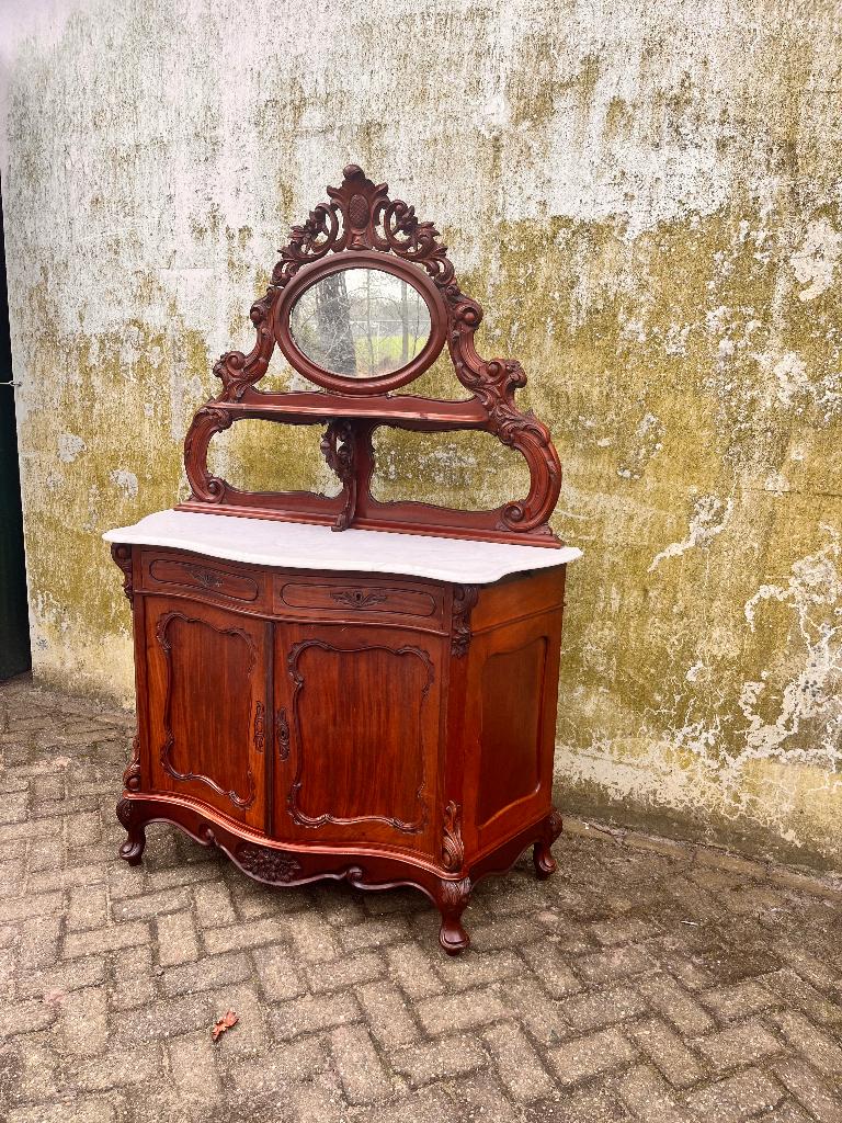 Penantkast | wastafel kast | marmeren blad, Antiek en Kunst, Ophalen