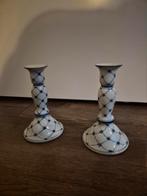 2x blauw witte porseleinen kandelaars, Ophalen, Keramiek of Aardewerk