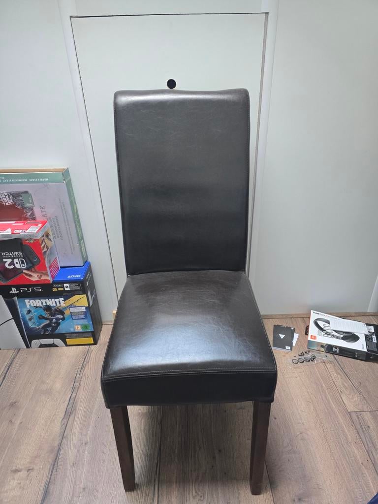 3 bruine leren eetkamerstoelen - comfortabel en stijlvol, Huis en Inrichting, Stoelen, Ophalen, Gebruikt, Leer, Drie