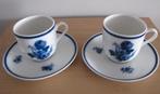 2 MOSA Maastricht kop en schotels met blauwe roos gemerkt, Ophalen, Zo goed als nieuw, Overige stijlen, Kop(pen) en/of Schotel(s)
