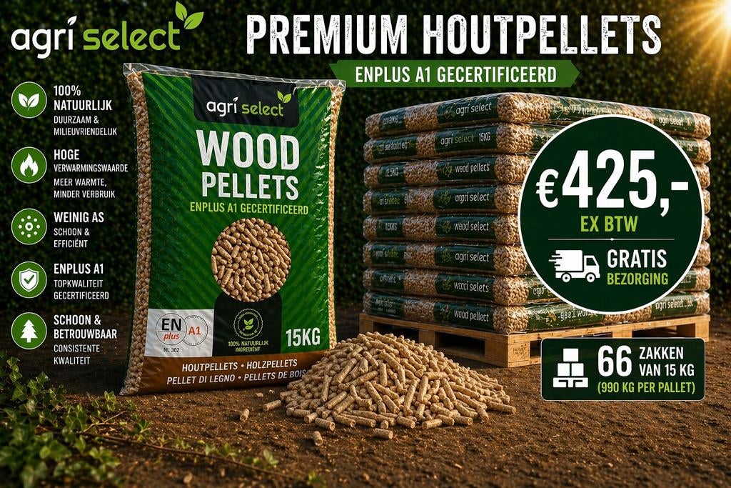 Premium ENplus A1 Houtpellets - 990kg Pallet, Ophalen of Verzenden