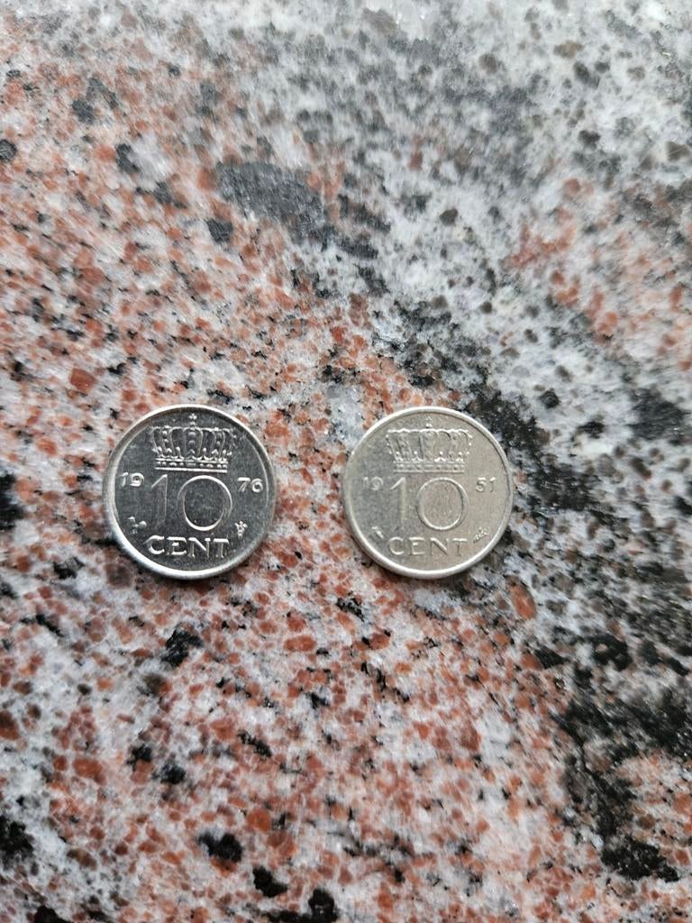 2x 10 Cent munten Nederland 1976 en 1951, Ophalen of Verzenden