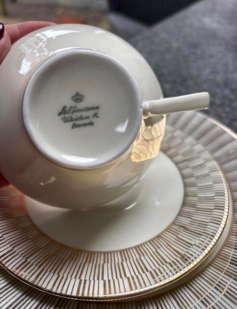 2 sets,geel/goud Seltmann Weiden K. Bavaria kop en schotel, Ophalen, Gebruikt, Overige stijlen, Kop(pen) en/of Schotel(s)