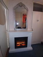 Nette schouw met electrische haard en spiegel, Ophalen, Zo goed als nieuw, Vrijstaande haard, Elektrische haard