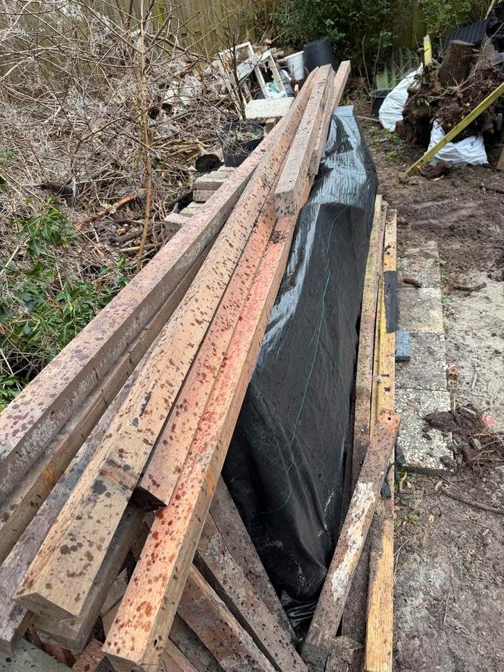 Azobé hardhouten tuinpalen 6x6 - 96 meter, Tuin en Terras, Palen, Balken en Planken, Gebruikt, Palen, 250 cm of meer, Hardhout