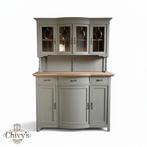 Landelijke antieke buffetkast – jaren 20 – Groene Tint, Huis en Inrichting, Kasten | Buffetkasten, Glas, Ophalen of Verzenden
