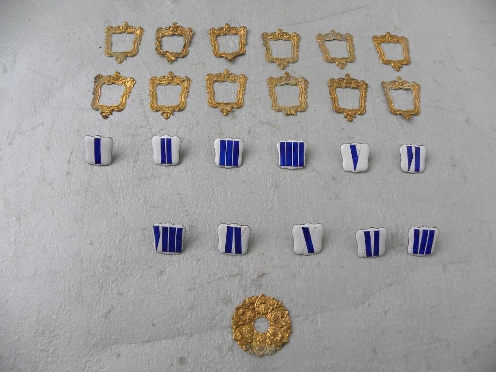 Emaille cijfers met bijbehorende koperen cartouches, Antiek en Kunst, Ophalen of Verzenden