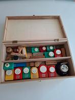 Houten kist met stempels en ponsen, Ophalen of Verzenden