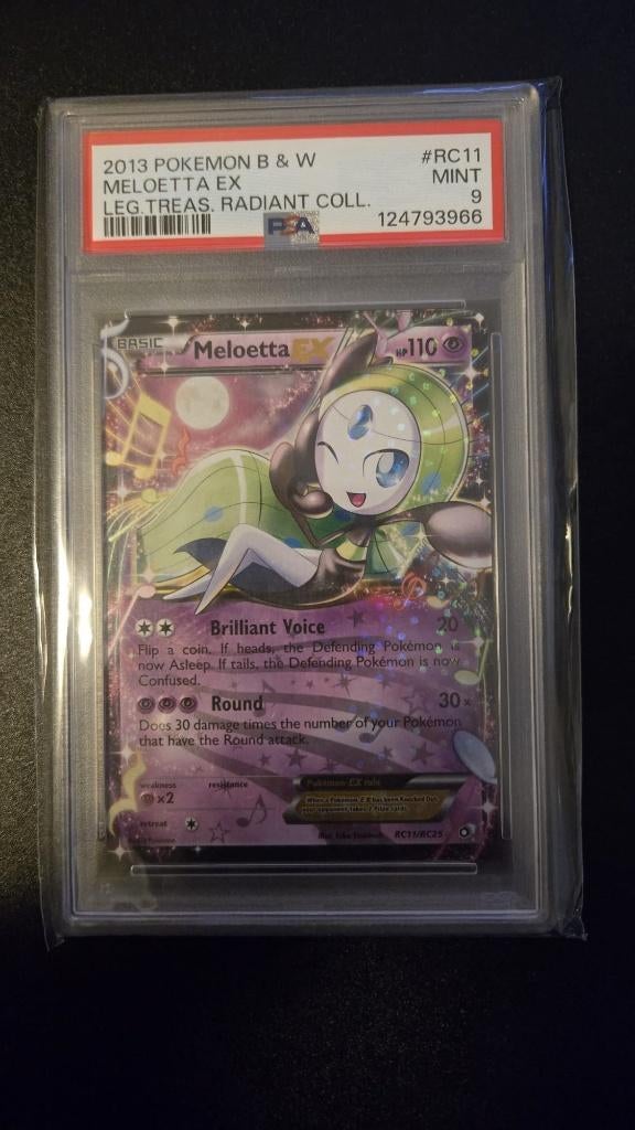 PSA 9 - Meloetta EX (LTR RC11), Ophalen of Verzenden, Zo goed als nieuw, Losse kaart, Foil