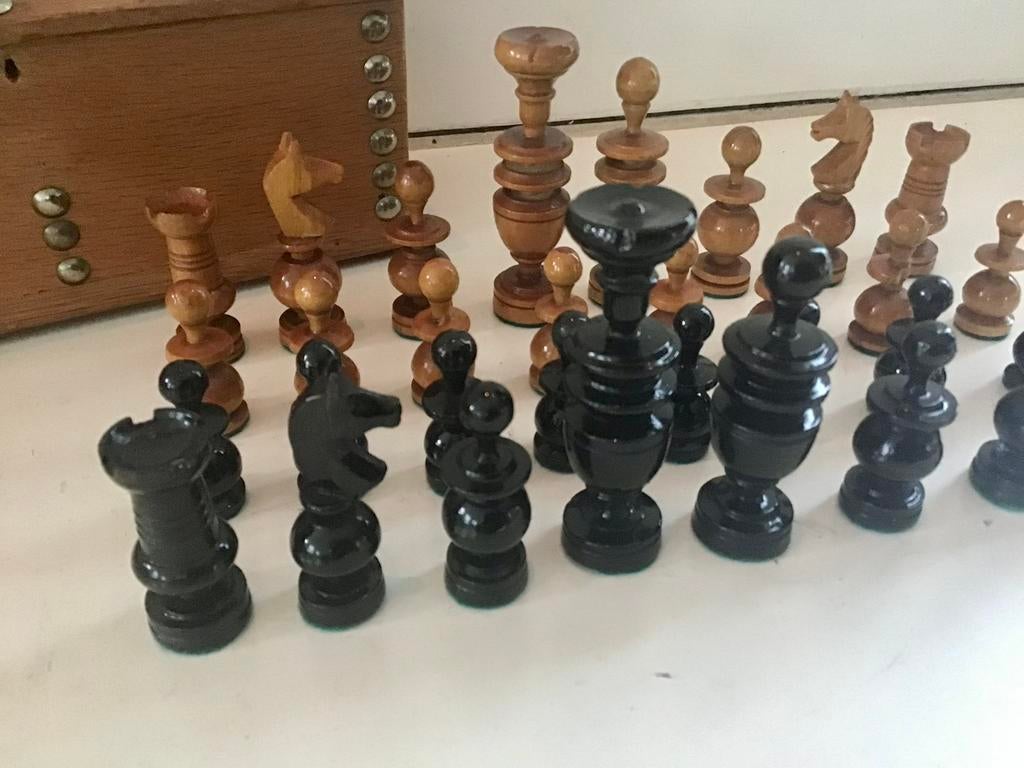 Antieke Schaakset met schaakkist * Regency, Ophalen, Gebruikt