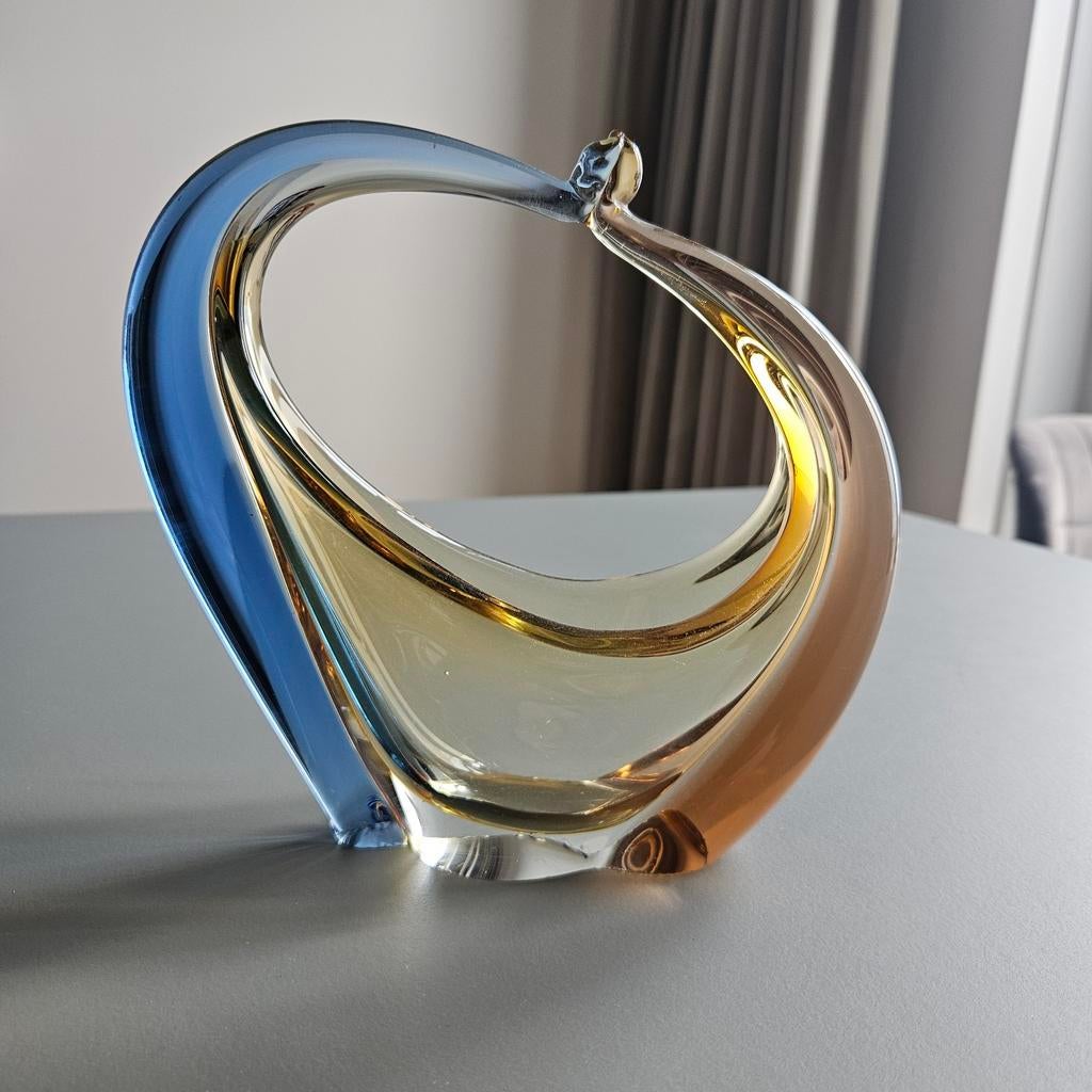 Vintage Hana Machovska "Romana" Glazen Mand - Mstisov, Antiek en Kunst, Antiek | Glas en Kristal, Ophalen of Verzenden