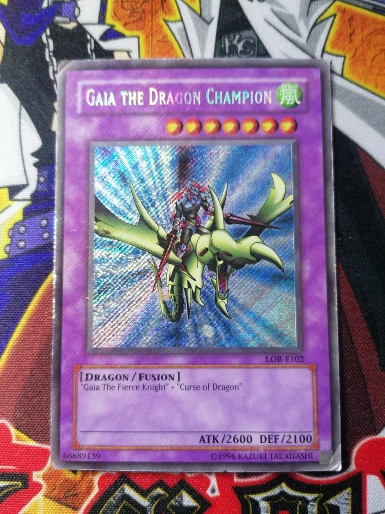 Gaia the Dragon Champion - Secret Rare LOB - Yu-Gi-Oh, Hobby en Vrije tijd, Verzamelkaartspellen | Yu-gi-Oh!, Ophalen of Verzenden