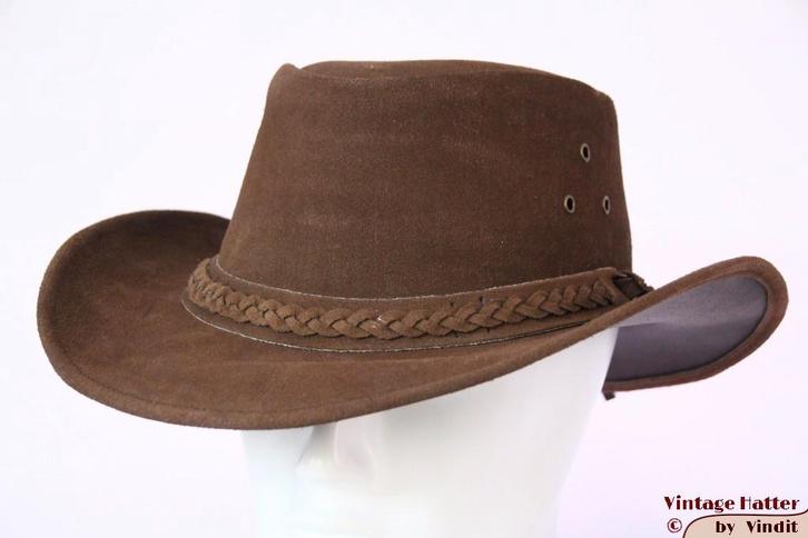 Australische Western hoed Hawkins bruin geruwd leer 59 en 60, Kleding | Heren, Hoeden en Petten, Nieuw, Hoed, 60 cm (XL, 7½ inch) of meer