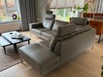 Prominent Lichtgrijze Leren Hoekbank - Z.G.A.N., Ophalen, Zo goed als nieuw, Leer