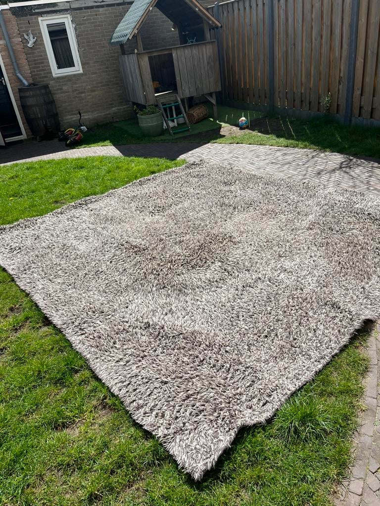 Vloerkleed hoogpolig Kinast Teppich ecru/bruin 300x 300, Ophalen, Gebruikt