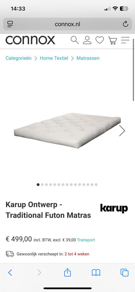Karup matras 160x200, Ophalen, Zo goed als nieuw, Tweepersoons, 160 cm