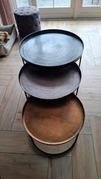 Set van 3 ronde salontafels van staal, Ophalen of Verzenden