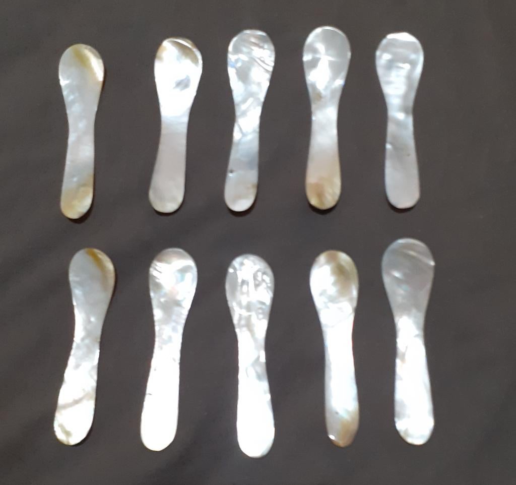 10x Luxe Parelmoer Eierlepels / Kaviaarlepels – 9,5 cm – Set, Verzenden, Nieuw, Overige materialen, Los bestek