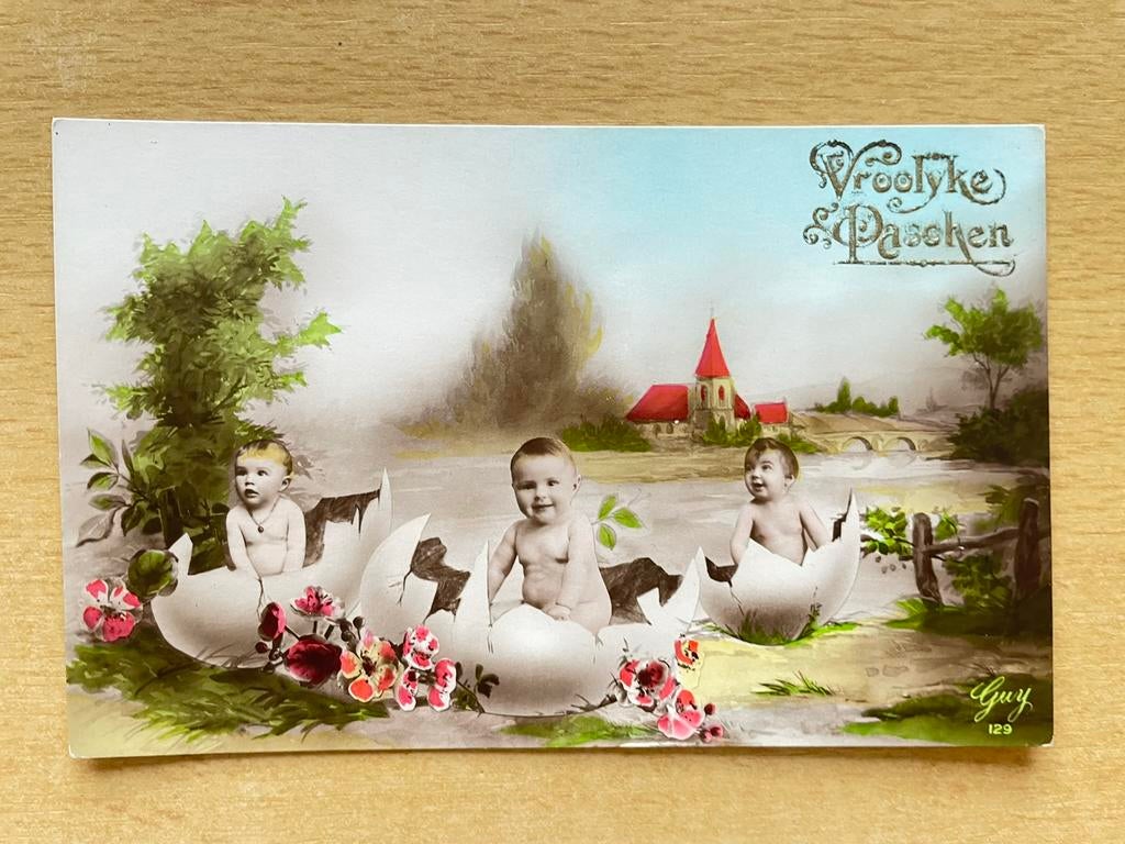 Baby’s in ei oude ansichtkaart, Ophalen of Verzenden, 1920 tot 1940, Ongelopen, Kinderen