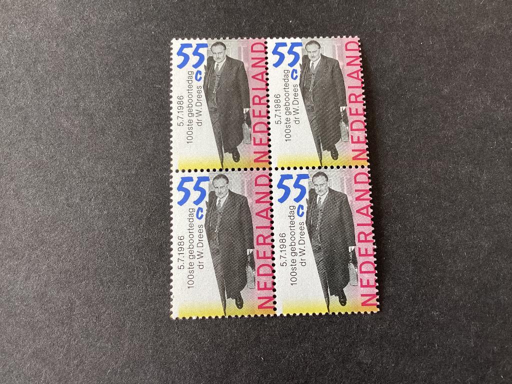 1986 dr. Drees, 1358 / blok   van 4, Postzegels en Munten, Postzegels | Nederland, Verzenden, Na 1940, Postfris