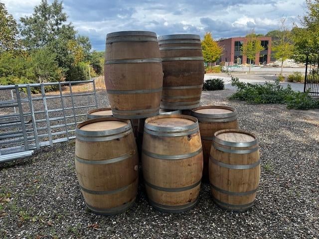 Wijnvaten 220 liter Eiken regenton, Tuin en Terras, Regentonnen, 150 liter of meer, Ophalen, Nieuw, Hout