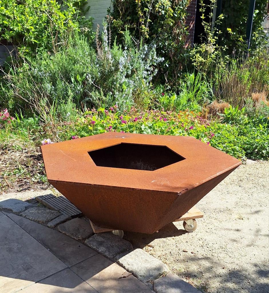 Cortenstaal vuurschaal/vuurkorf - Modern design, Ophalen, Gebruikt