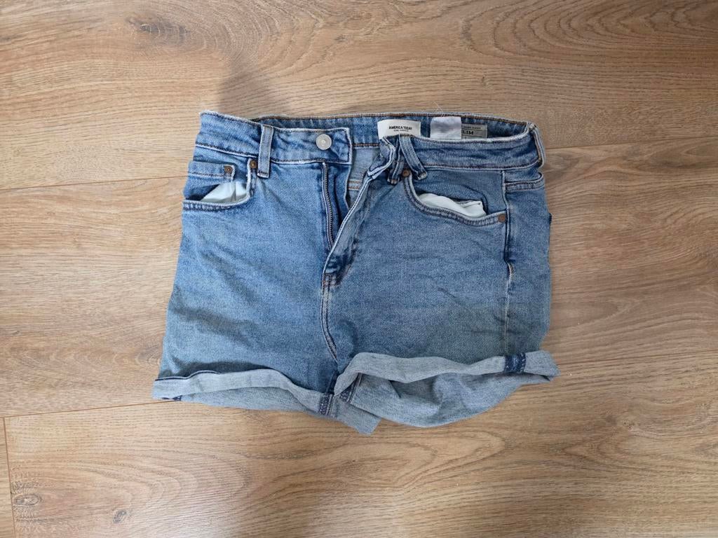 Dames korte jeans broek America Today Lucy high waist slim S, Kleding | Dames, Spijkerbroeken en Jeans, Blauw, Ophalen of Verzenden