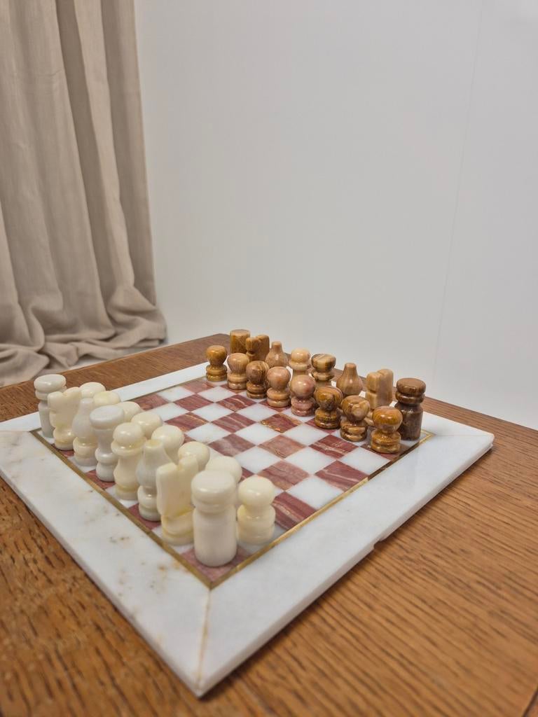 Roze wit oranje marmeren schaakbord, Ophalen of Verzenden