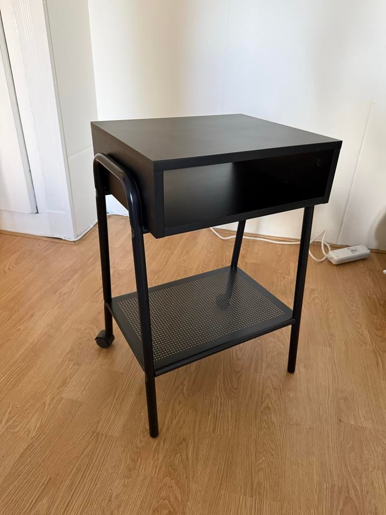 IKEA SETSKOG Nachtkastje/Bijzettafel Zwart, Minder dan 55 cm, Gebruikt, Metaal of Aluminium, Rechthoekig