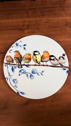 Heinen Delfts Blauw Wandbord - Bosvogels Design - 80cm, Ophalen, Nieuw