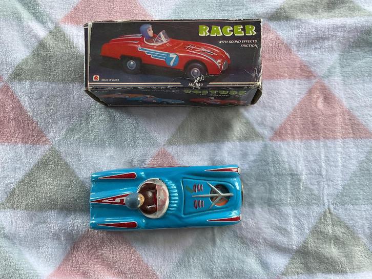 Tin Toy Car Friction no. 5 blue Metal Sports China vintage, Antiek en Kunst, Antiek | Speelgoed, Ophalen of Verzenden
