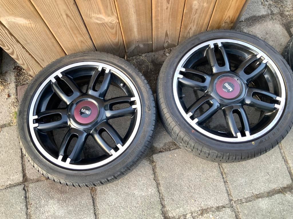 Mini Cooper velgen met banden - 17 inch, Gebruikt, Banden en Velgen, 17 inch, Personenwagen