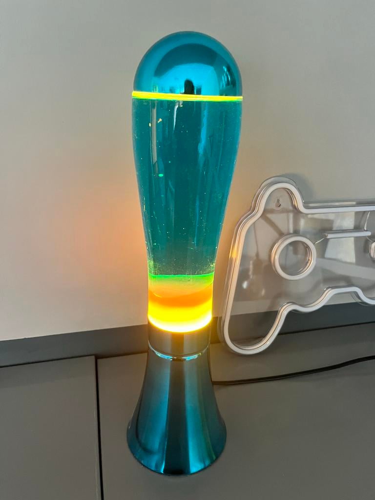 Balvi Magma lavalamp blauw met limegroen, Ophalen of Verzenden, Zo goed als nieuw